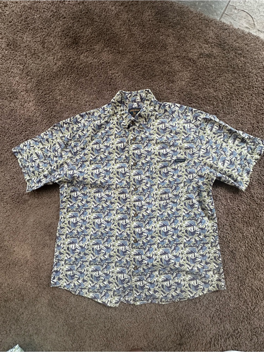 Woolrich Men’s Short-Sleeve Patterned Button-Up Shirt - L